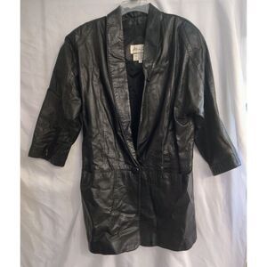 Vintage Allison Smith Black Leather Jacket Size S 90s Y2K Winter Fall